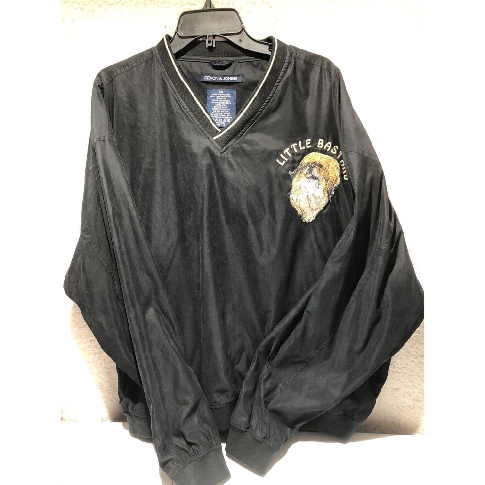 Devon & Jones Black V Neck Pullover Windbreaker Size 3XL Shih Tzu